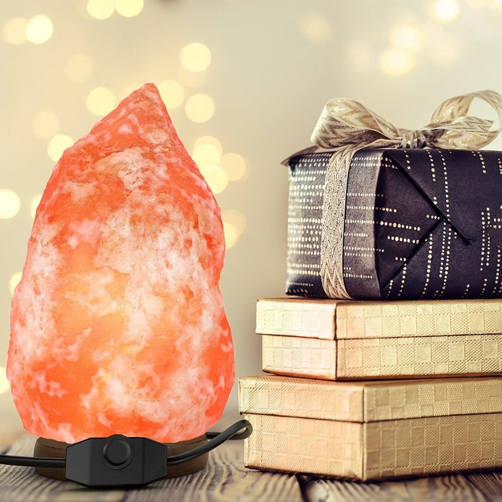 Himalayan Salt Lamp with Dimmable LED Light Base for Stress Relief